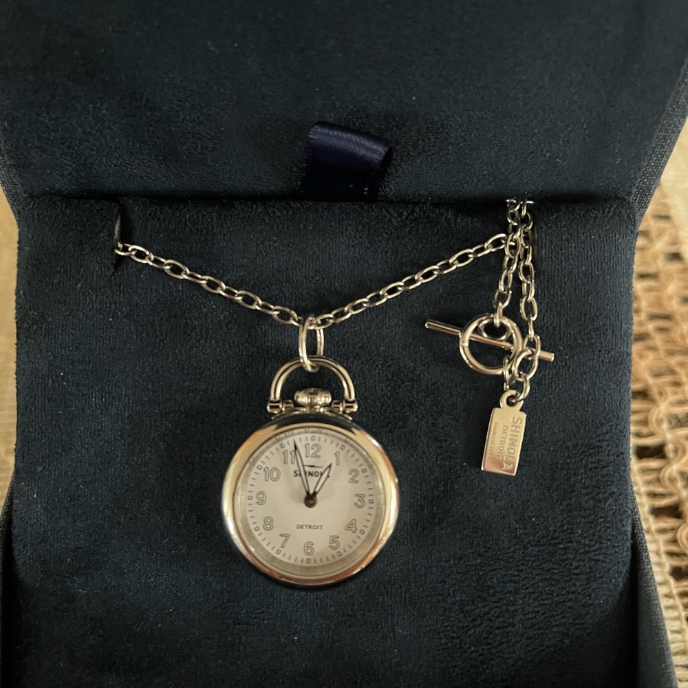 Shinola stainless steel pendant watch, no longer available at Shinola.